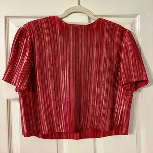 Pink Tibi Pleated Crop Blouse | Size 0